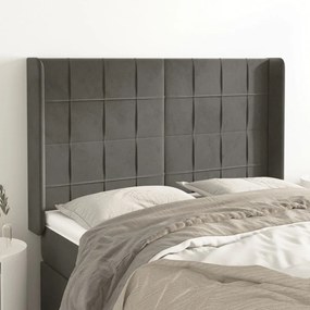 Testiera Ad Orecchio Grigioscuro 147x16x118/128cm İn Velluto /