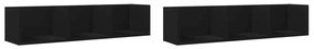 Mobili parete 2 pz neri 75x18x16,5 cm in legno multistrato