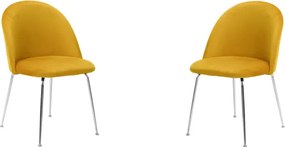 Sedia da pranzo in velluto Senape con gambe in metallo Cromo - PARIS 2 sedie