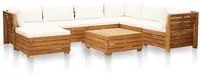 Set Divani Giardino 8 pz con Cuscini Legno Acacia Bianco Crema 46680