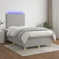 Letto a Molle Materasso e LED Grigio Chiaro 120x200 cm Tessuto 3135261