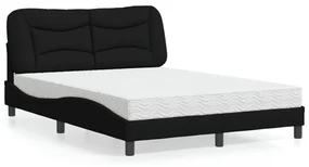Letto Con Materasso Nero 140x200 Cm İn Tessuto /
