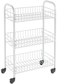 Carrello Da Cucina Con 3 Cestini Siena Bianco /