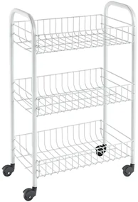 Carrello Da Cucina Con 3 Cestini Siena Bianco /