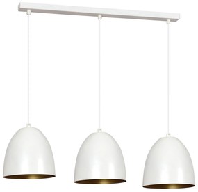 Lampadario 3 Luci Lenox In Acciaio Bianco Con Cupole In Nero E Oro