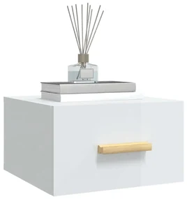 Comodini a muro 2 pz bianco lucido 35x35x20 cm