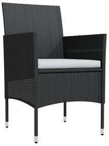 Set da pranzo da giardino 9 pz con cuscini nero