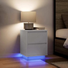 Comodini Con Luci A Led 2 Pz Bianco 38x34x50 Cm /