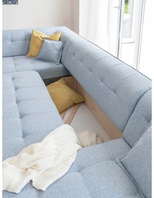 Divano letto a U azzurro, angolo sinistro Dazzling Daisy - Miuform