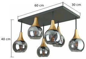 Lampadario a plafone SOMA 6xE27/60W/230V nero/oro/fumé nero