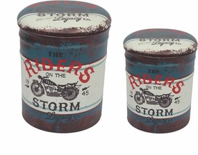 THEO - set di 2 pouf contenitore tondo poggiapiedi