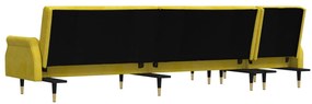 Divano letto a l giallo 271x140x70 cm in velluto