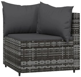 Set divani da giardino 4 pz con cuscini in polyrattan grigio