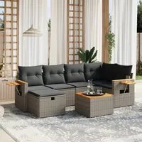 Set Divani da Giardino 7 pz con Cuscini Grigio in Polyrattan 3265526