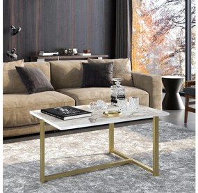 Tavolino MERIDETHS 45x92 cm oro/bianco