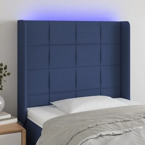 Testiera A Led Blu 93x16x118/128 Cm İn Tessuto /