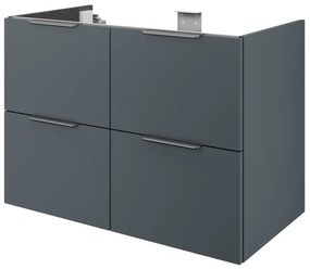 Mobile da bagno sotto lavabo SENSEA Neo grigio laccato lucido L 90 x H 64 x P 48 cm 4 cassetti, lavabo non incluso