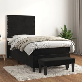 Giroletto A Molle Con Materasso Nero 100x200 Cm İn Velluto /