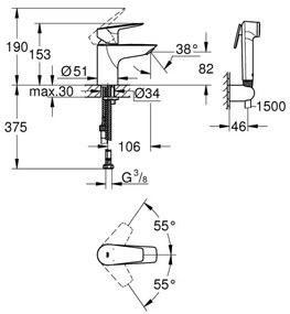 GROHE 23773001 - Miscelatore per lavabo START EDGE taglia S, cromo lucido