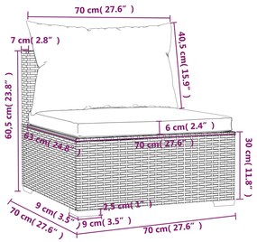 Set Divani da Giardino 9 pz con Cuscini in Polyrattan Grigio