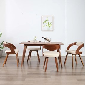 Sedie Da Pranzo 4 Pz İn Legno Curvato E Similpelle Crema /