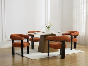 Sedia con braccioli in Tessuto bouclette e legno di hevea Terracotta e Nero - LIVELIA di Pascal MORABITO
