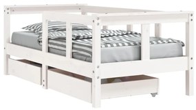 Giroletto bambini con cassetti bianco 70x140cm massello di pino