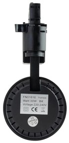 Faro LED 30W Trifase Nero 60° 120lm/W CRI92 no Flickering - BRIDGELUX LED Colore Bianco Caldo 2.700K