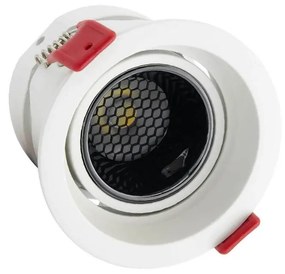 Faro LED da Incasso 12W Orientabile CRI92 Foro Ø75mm Bianco CCT UGR11 Colore Bianco Variabile CCT