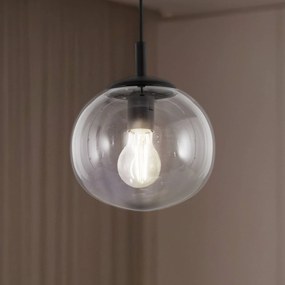 TK Lighting Lampada a sospensione Vibe, vetro grigio grafite trasparente, Ø 20 cm