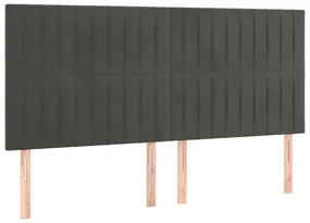 Testiera a led grigioscuro 200x5x118/128cm in velluto