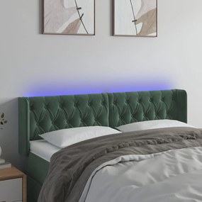 Testiera A Led Verde Scuro 163x16x78/88 Cm İn Velluto /