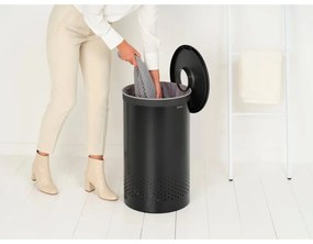 Cesto portabiancheria in metallo nero opaco 60 l - Brabantia