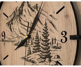Li-Go 23676/DUB5 - Orologio in legno 1xAA Ø 32 cm rovere/montagne