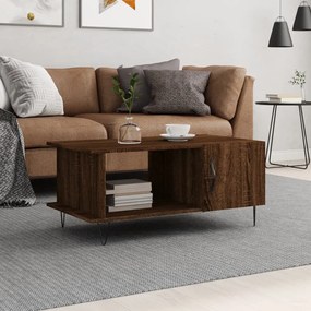 Tavolino Da Salotto Rovere Marrone 90x50x40cm Legno Multistrato /