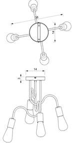 Lampadario a plafone DOW 4xE27/60W/230V nero/oro
