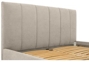 Letto matrimoniale imbottito beige con doghe in legno 160x200 cm Zee - Scandic