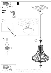 Lampadario a sospensione con filo ELZA 1xE27/60W/230V