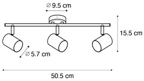 Faretto moderno nero con legno orientabile 3 luci - Jeana