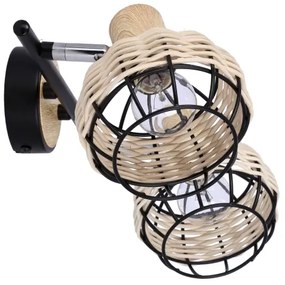 Faretto TAJGA 2xE14/40W/230V rattan/nero