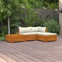 Set Divani da Giardino 4 pz con Cuscini in Massello di Acacia cod mxl 42790