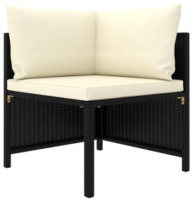 Set divani da giardino 8 pz con cuscini in polyrattan nero