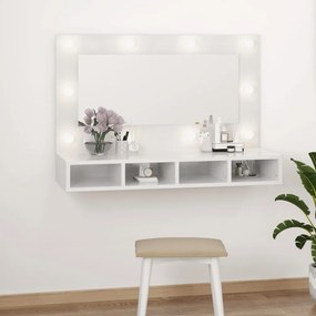Mobile A Specchio Con Led Bianco Lucido 90x31,5x62 Cm /