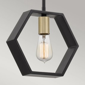 Sospensione Industrial Nordica Bismarck Acciaio Nero Terra 1 Luce E27