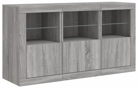 Credenza con luci led grigio sonoma 123x37x67 cm