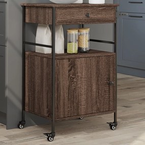 Carrello Cucina Rovere Marrone 56x43x89,5 Cm Legno Multistrato /