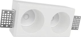 Portafaretto Rettangolare 150x80mm 2xGU10 in Gesso Effetto Tondo