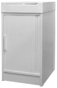 Mobile lavanderia con lavabo incluso Ice 1 anta in pvc bianco P 52.5 x L 44.2 x H 84 cm