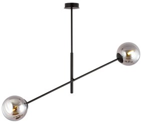 Lampadario da Soffitto in Acciaio e Vetro LINEAR 2 Nero 2xE14 Colore delle Sfere Grafite