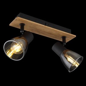 Globo 54307-2W - Faretto da parete CLAUDE 2xE14/40W/230V nero/legno